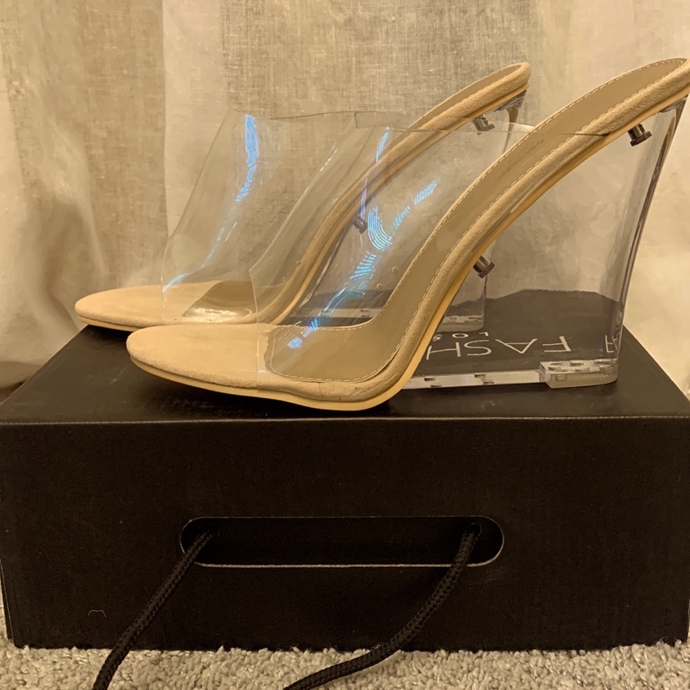 Fashion Nova Clear Heel Wedge- NIB